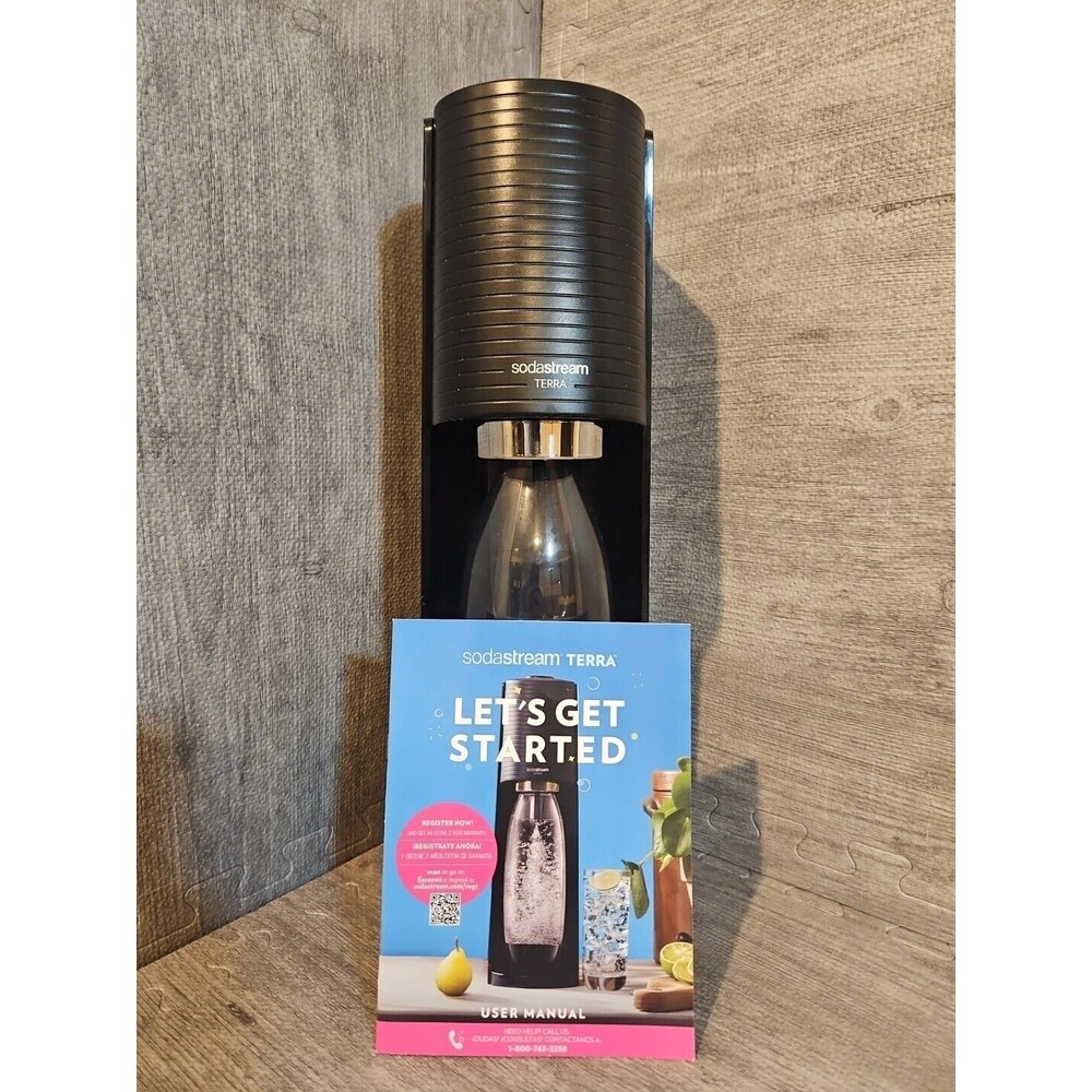 SodaStream Terra Black TR-001 Manual Sparkling Water Maker W/ Bottle Soda Stream